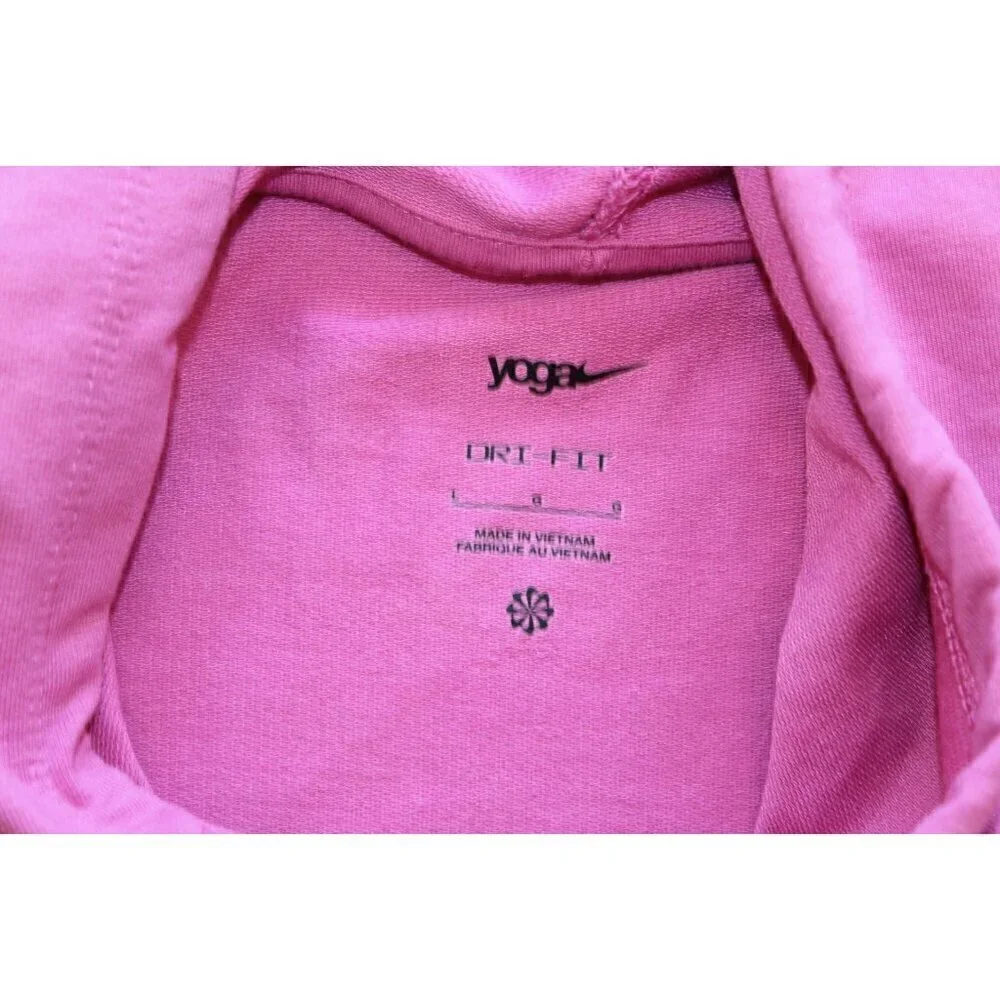 NWOT Nike Dry Fit Pink Yoga Women Fleece Hoodie Size LG Long Sleeves Sporty